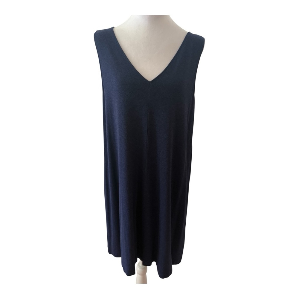 LOFT Blue Sleeveless V-Neck Sheath Dress